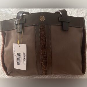 MEDIUM BROWN HUNTING WORLD NEW YORK TOTE BAG GREIGE CANVAS